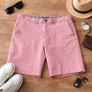 Vintage Tommy Hilfiger Seersucker Shorts Men's 36 Red & White 8.5" Inseam